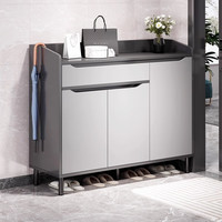 宜造（YIZAO）鞋柜门口入户柜大容量收纳柜一体靠墙轻奢玄关柜楼道入户鞋柜 【三门一抽】天空灰90*32*100cm 自主安装