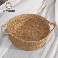 元气萌物 mwpet 猫咪窝藤编猫窝手工编织藤窝猫抓板蒲草四季凉席圆形狗窝猫咪用品 小号藤编窝