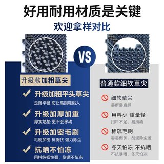奢帝室外地垫进门垫酒店大门口入户外拼接防滑脚垫台阶塑料防水防晒 单刷灰块蓝刷 90*210CM（四周含边+送安装锤）
