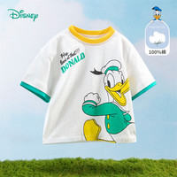 迪士尼（Disney）童装男童T恤迪士尼宝宝系列卡通舒适透气短袖T恤 232S1793本白 110