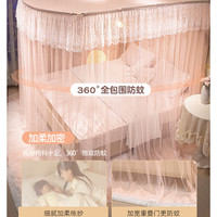西漢（XIHAN）A类家用 U型伸缩宫廷蚊帐 三开门1.8米床【铝合金支架 加密网眼】