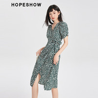 红袖商场同款收腰气质复古碎花连衣裙夏季新款女装时尚V领显瘦中长裙 602
