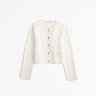 ABERCROMBIE & FITCH女装春秋辣妹气质甜美复古经典百搭短款夹克外套KI150-4015 白色 XXS (160/80A)