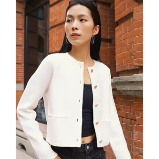 ABERCROMBIE & FITCH女装春秋辣妹气质甜美复古经典百搭短款夹克外套KI150-4015 白色 XXS (160/80A)