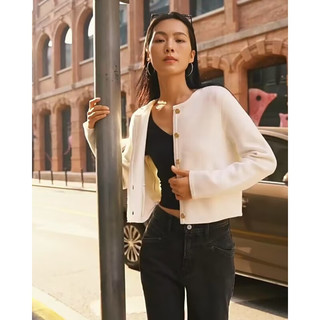 ABERCROMBIE & FITCH女装春秋辣妹气质甜美复古经典百搭短款夹克外套KI150-4015 白色 XXS (160/80A)