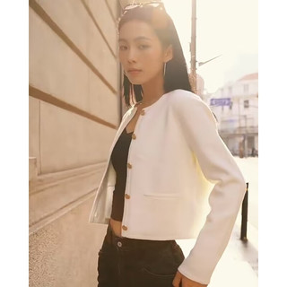 ABERCROMBIE & FITCH女装春秋辣妹气质甜美复古经典百搭短款夹克外套KI150-4015 白色 XXS (160/80A)