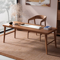 亿家木新中式全实木书桌家用书房写字桌现代简约书法桌办公电脑桌子 实木单桌款140*50*75cm