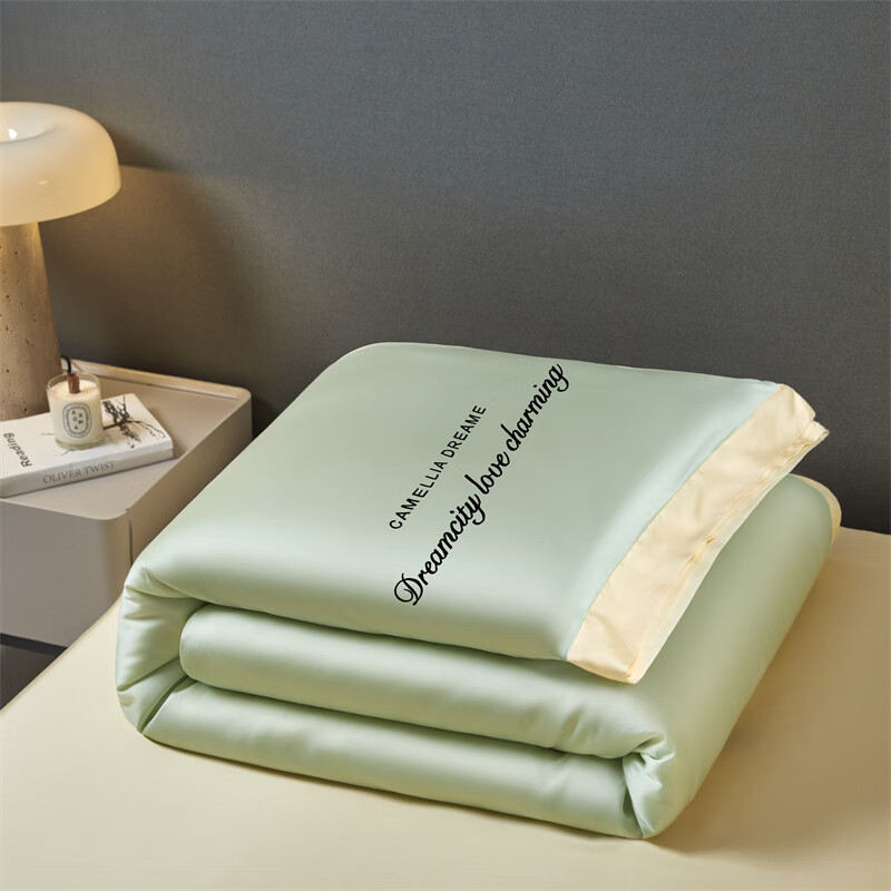 曼克顿A类孕婴水洗冰丝夏被四件套夏季科技凉感仿真丝空调被薄被子被芯