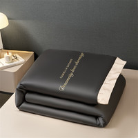 曼克顿A类孕婴水洗冰丝夏被四件套夏季科技凉感仿真丝空调被薄被子被芯 曼希-高级灰+奶茶 【2.0x2.3m单夏被】凉感冰丝 立体边-天蓝/抗菌 孕婴品质