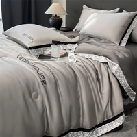 曼克顿A类孕婴水洗冰丝夏被四件套夏季科技凉感仿真丝空调被薄被子被芯 极光-冰山灰+经典灰 【1.8x2.2m单夏被】凉感冰丝