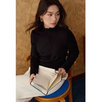 独束大码女装纯色半高领可调节打底衫2024冬季新多色修身内搭上衣