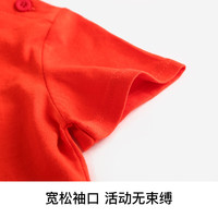 精典泰迪童装儿童t恤男女童短袖T恤薄款半袖宝宝衣服夏装洋气上衣 漫画小熊织标短袖大红 130