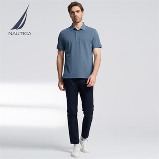 诺帝卡（NAUTICA）男装24春夏棉氨珠地透气柔软多色休闲短袖POLO衫男KE4100 雾霾蓝41H L