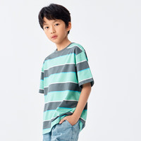 巴拉巴拉（BALABALA）童装儿童短袖T恤男童女童2025夏装吸湿速干亲子上衣 灰绿色调00424-208224117117 180