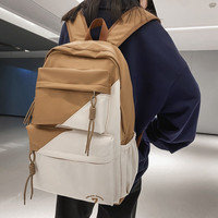 简约小众潮流背包大容量双肩包原宿ins拼色初高中生书包 绿色