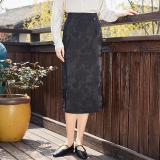 新中式纯色提花半身裙气质时尚通勤百搭中长款女式半截裙舒适显瘦