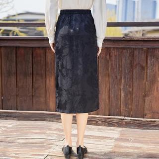 新中式纯色提花半身裙气质时尚通勤百搭中长款女式半截裙舒适显瘦