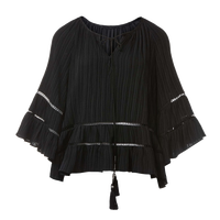 S.DEER圣迪奥女装新中式套装圆领流苏肌理宽松衬衫S24360401