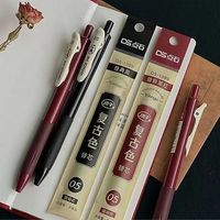 点石文具DS-099复古色速干按动中性笔0.5mm子弹头黑色彩色笔笔记手账创意练字老师签字办公 槿紫