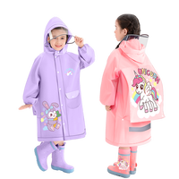 正雨儿童雨衣男童女童小童全身防水宝宝幼儿园小学生上学带书包位雨披 紫色小兔【升级拉链款+按扣】 3XL【150-160cm】【有收纳袋】