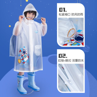 正雨儿童雨衣男童女童小童全身防水宝宝幼儿园小上学带书包位雨披 透明独角兽【拉链+按扣款】 3XL【150-160cm】【有收纳袋】