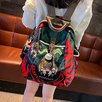 高级感潮牌虎头双肩包女2025新休闲牛津布女士背包通勤旅行包书包 八爪鱼 中号+笑脸挂件