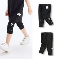 巴拉巴拉童装男童裤子宝宝儿童长裤2025夏装短袖t恤防蚊休闲裤子 黑色-蝴蝶结打底裤