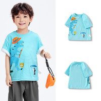 巴拉巴拉童装男童裤子宝宝儿童长裤2025夏装短袖t恤防蚊休闲裤子 冰蓝-抗菌-80918