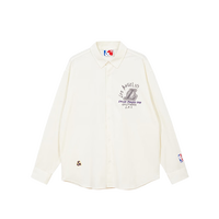 杰克·琼斯（JACK&JONE）春秋新款男士衬衣衣服NBA联名百搭潮流帅气字母翻领衬衫外套男装 MOONBEAM  170