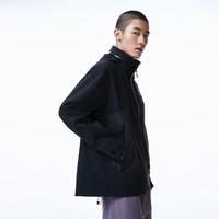 杰克·琼斯(JACK&JONES)男装风衣外套男春秋款短款风衣休闲折叠连帽防风领户外透衣服 黑色E40 XS 165 165/88A/XS