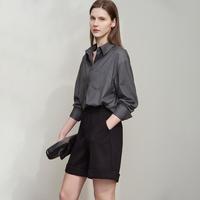 【极简风】25春款经典极简风商务通勤衬衣高级灰竖条纹衬衫女