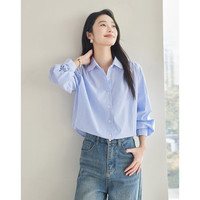【100%棉】2025春季时尚条纹衬衣高级感洋气长袖衬衫女
