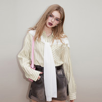 校友会系列24年秋款可脱卸披肩衬衫女气质长袖衬衣