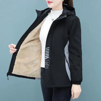 婉玫短外套女士加绒加厚宽松短款女装毛绒春秋冬款羊羔绒粉色外套 黑色加绒 4XL160-180斤