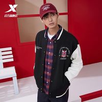 XTEP特步针织上衣冬季棒球服拼接撞色保暖外套976129060614