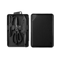 Awada 户外菜板收纳套装黑化露营便携厨房刀具剪刀三德刀削皮刨开橙 黑色