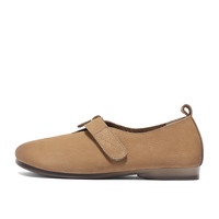 森达勃肯鞋女2025春季牛皮舒适简约平底休闲单鞋ZTF16AA5 杏色 34