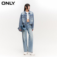 ONLY2024秋冬复古做旧设计宽松落肩短款牛仔外套女|124154015 J35 复古牛仔390 170/88A/L