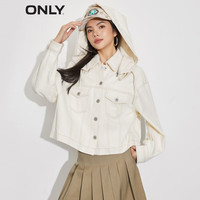 ONLY休闲复古连帽宽松印花短款牛仔外套女|123154019 J2G 米白色ECRU 175/92A/XL