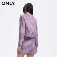 ONLY2024春季小香风气质百搭显瘦圆领短款外套女|124108005 H81 紫格小香风 165/84A/M