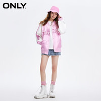 ONLY2024春季丝滑面料刺绣插肩袖宽松棒球服外套女|124136007 C27 香囊粉色 175/92A/XL