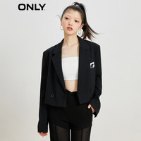 ONLY时尚百搭通勤双排扣直筒短款西服女|123108003 E60 欢乐的绿色 165/84A/M