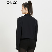ONLY时尚百搭通勤双排扣直筒短款西服女|123108003 H1Z 黑色 155/76A/XS