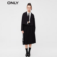 ONLY时尚百搭高腰牛仔百褶中长款半身裙女|123337008 J19 黑牛仔 180/80A/XXLR