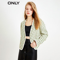 ONLY时尚通勤千鸟格粗花呢直筒西服女|123108005 H49 绿色粗花呢 180/96A/XXL