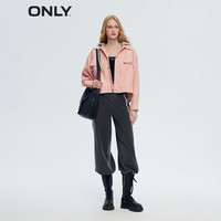 ONLY秋冬简约休闲拼接落肩连帽短款外套女|123336029