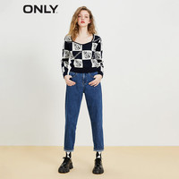 ONLY复古海军风格子船锚套头针织衫女|123124040 E39