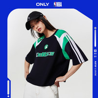 ONLYNBA联名款宽松插肩袖字母短袖T恤女|123201113 H1Z 黑色 165/84A/M