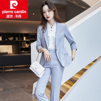 皮尔卡丹（pierre cardin）蓝色女神范小西装外套女夏气质休闲职业套装女士薄款西服上衣女装 单件雾蓝西装 3XL