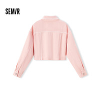 森马（Semir）牛仔外套女短款做旧复古2024春季翻领夹克潮酷 梦幻粉60380 160/84A/M